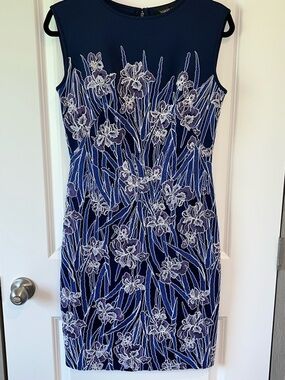 Tadashi Shoji 3D Illusion Embroidered Bodycon Pencil Cocktail Dress Size 6